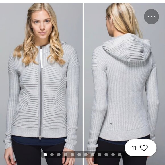 Lululemon Woman's Gray Embrace Knit Hoodie Jacket Sz Med - Picture 4 of 10